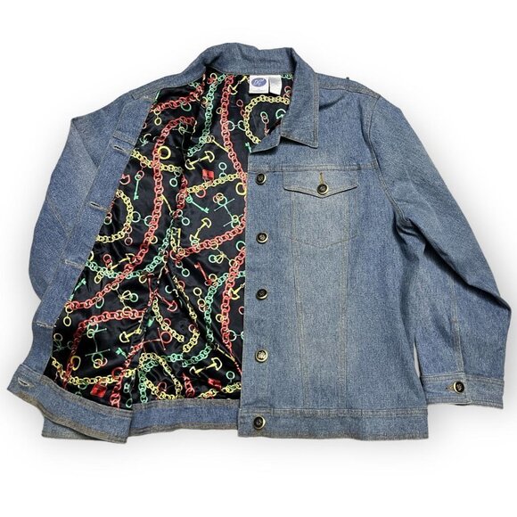 Vintage 90s Diane Gilman DG2 Designer Denim Jean Jacket - Womens XL - Picture 1 of 4